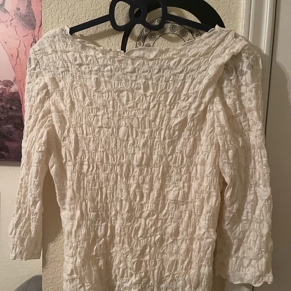 Tribal Womens white textured top size Large pre-owned